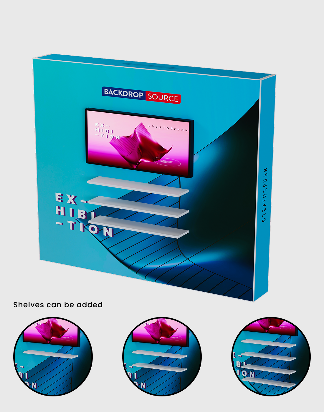 SEG Pop-up Display met tv-beugel en externe planken