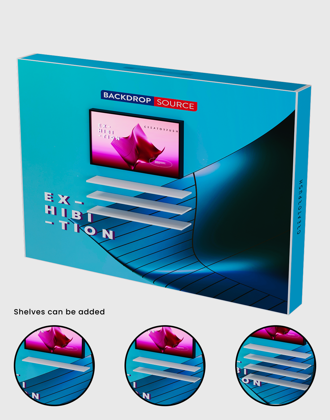 SEG Pop-up Display met tv-beugel en externe planken