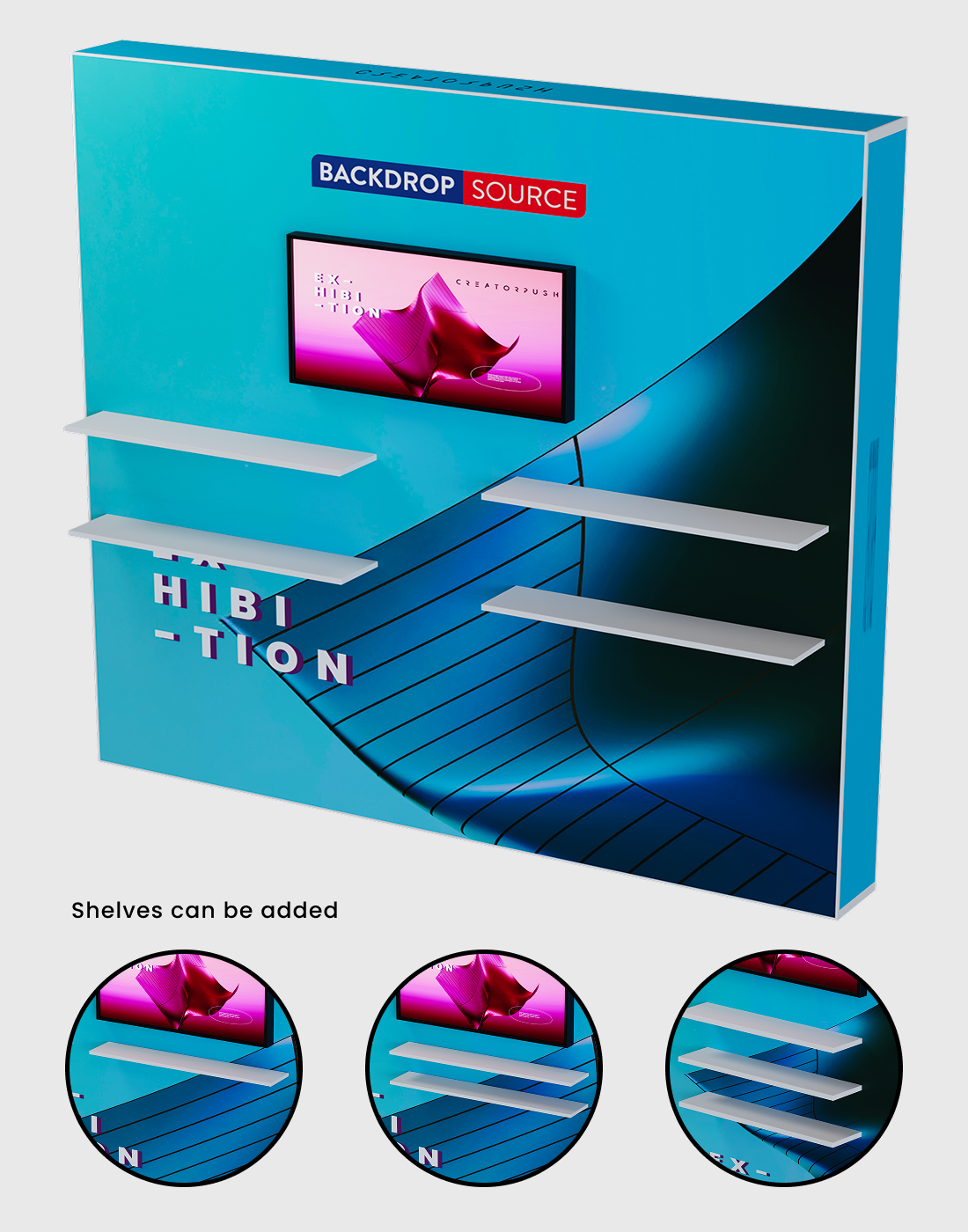 SEG Pop-up Display met tv-beugel en externe planken