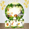 Cartoon Jungle en Dieren Thema Verjaardagsfeest Ronde Achtergrond Kit
