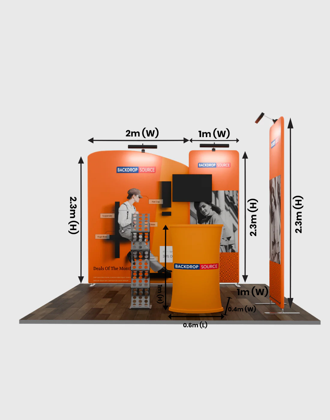 Premium TV-scherm tentoonstellingsset voor 3m brede stands
