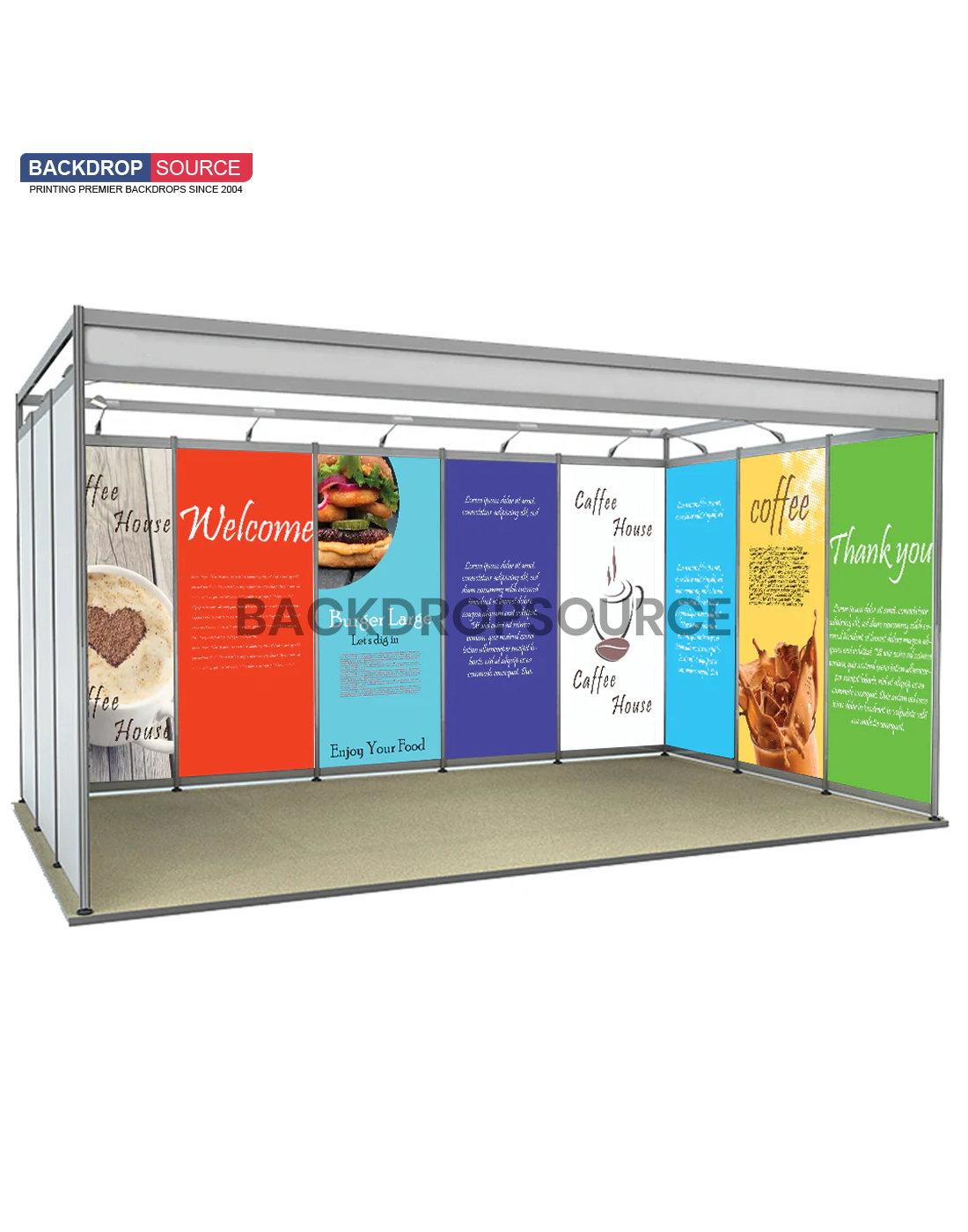 Schaalschema Tentoonstellingsgrafiek voor een stand van 5 m breed en 3 m diep
