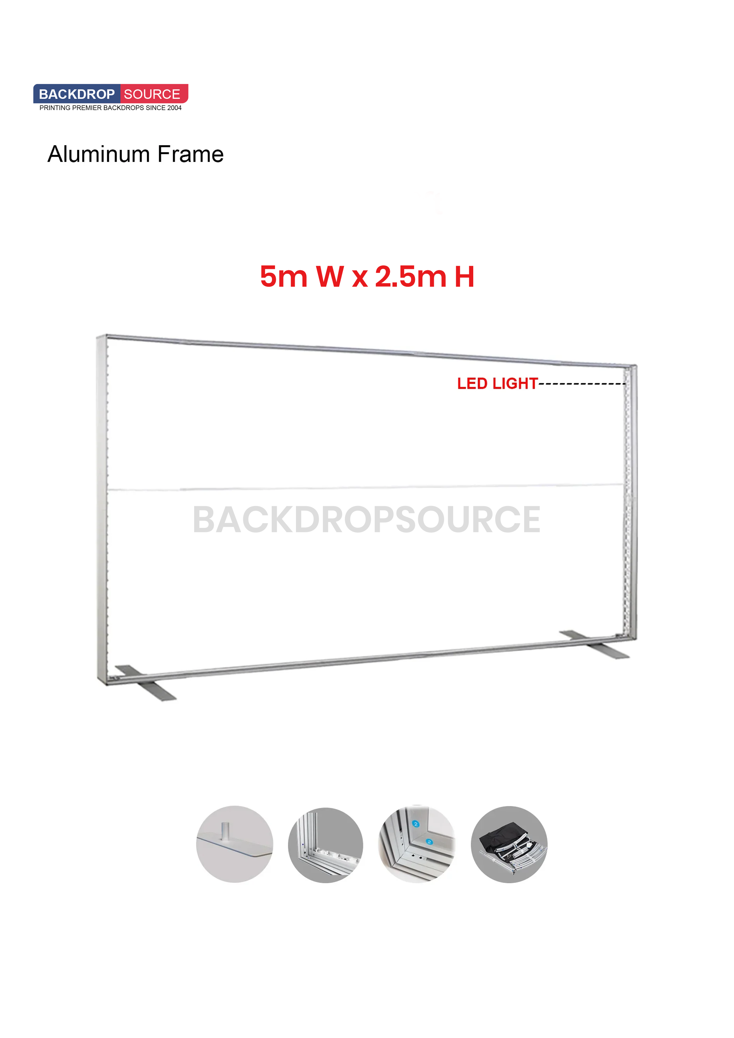 SEG Frameloze stoffen LED-lichtbakdisplay - 5 m B x 2,5 m H