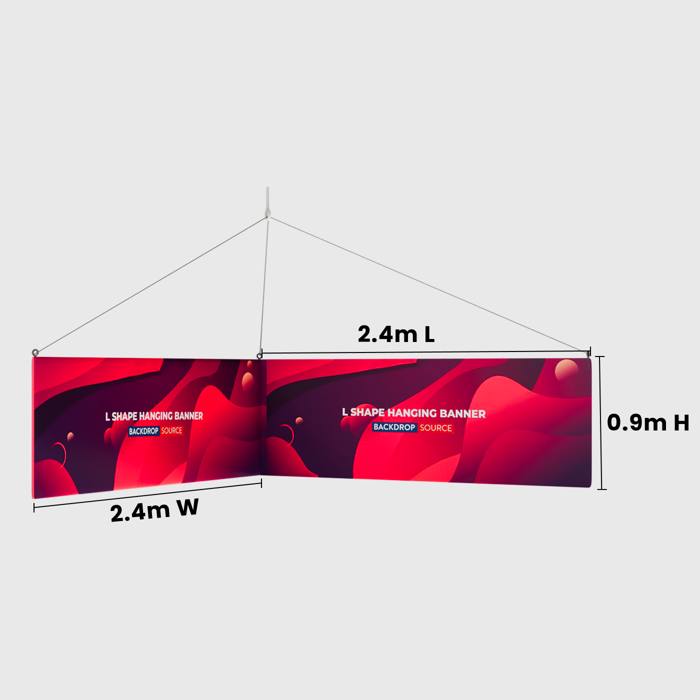 L-vormige hangende banner