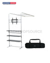 L-vormig display met plank en tv-rek
