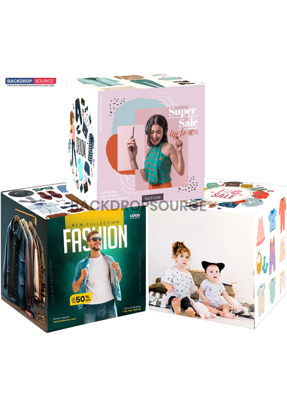 3 sets stretchstofdisplays voor productpresentatie