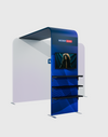 L-vormig display met plank en tv-rek