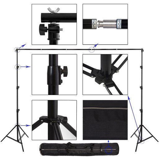 3m B x 6m H Witte fotografieachtergrond met achtergrondstandaard