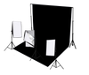 Driekoppige 750W continue softboxset met studioachtergrond