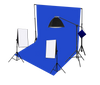 3-kops 750W continue softbox studioverlichting met studioachtergrond en boomarm-apparatuurkit
