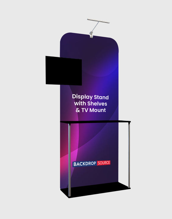 Tentoonstellingsdisplay met planken en tv-beugel