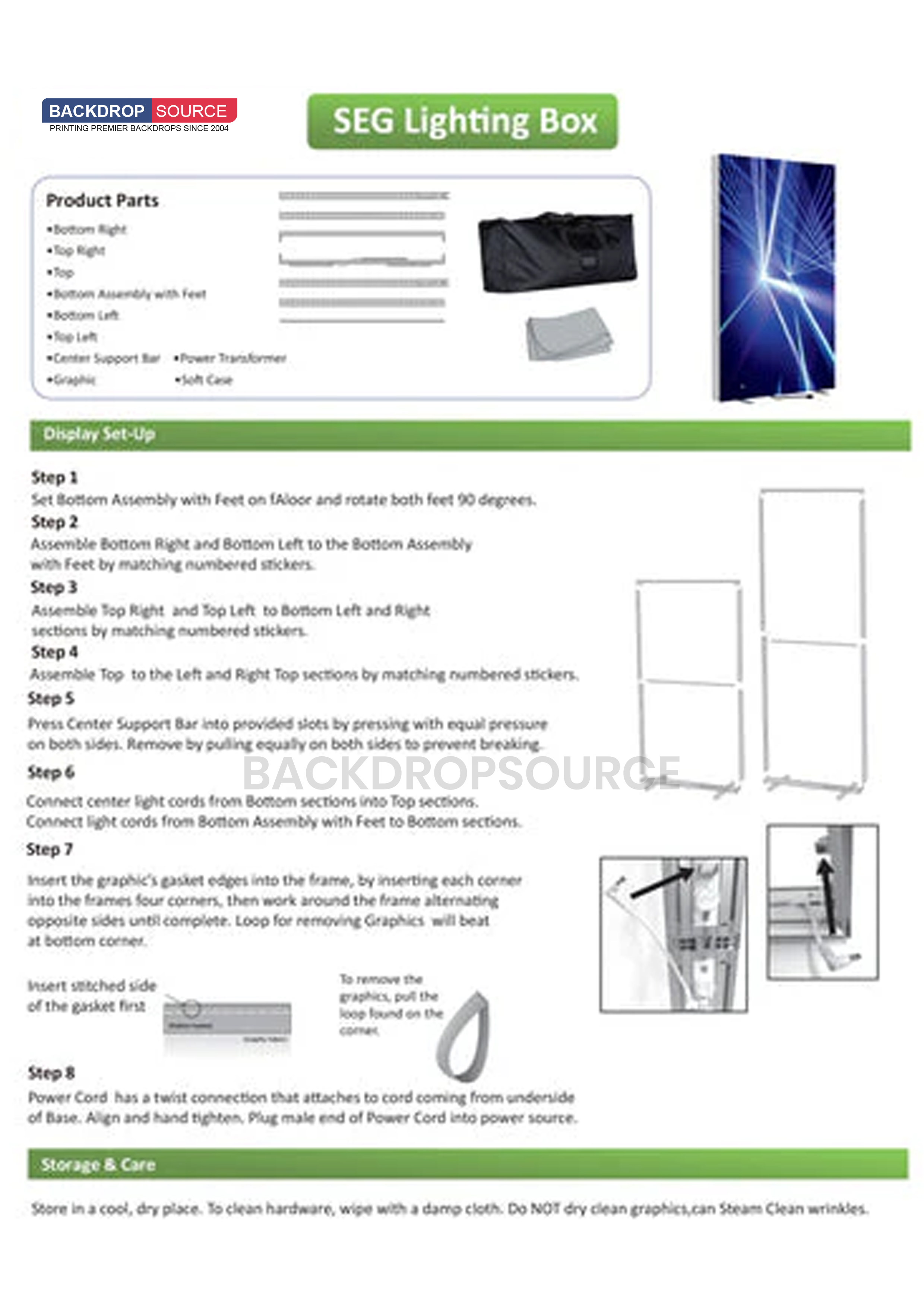 SEG Frameloze stoffen LED-lichtbakdisplay - 1,2 m B x 2 m H