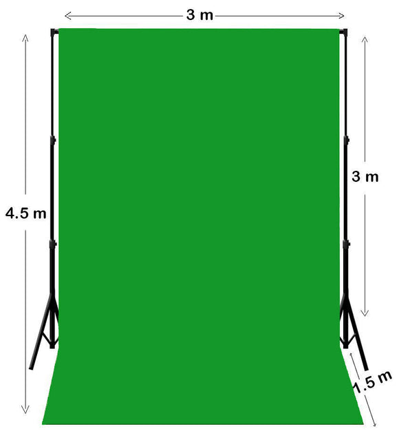 3 m B x 4,5 m H Chroma Key Green Fotografie Muslin Achtergrond met Achtergrondstandaard
