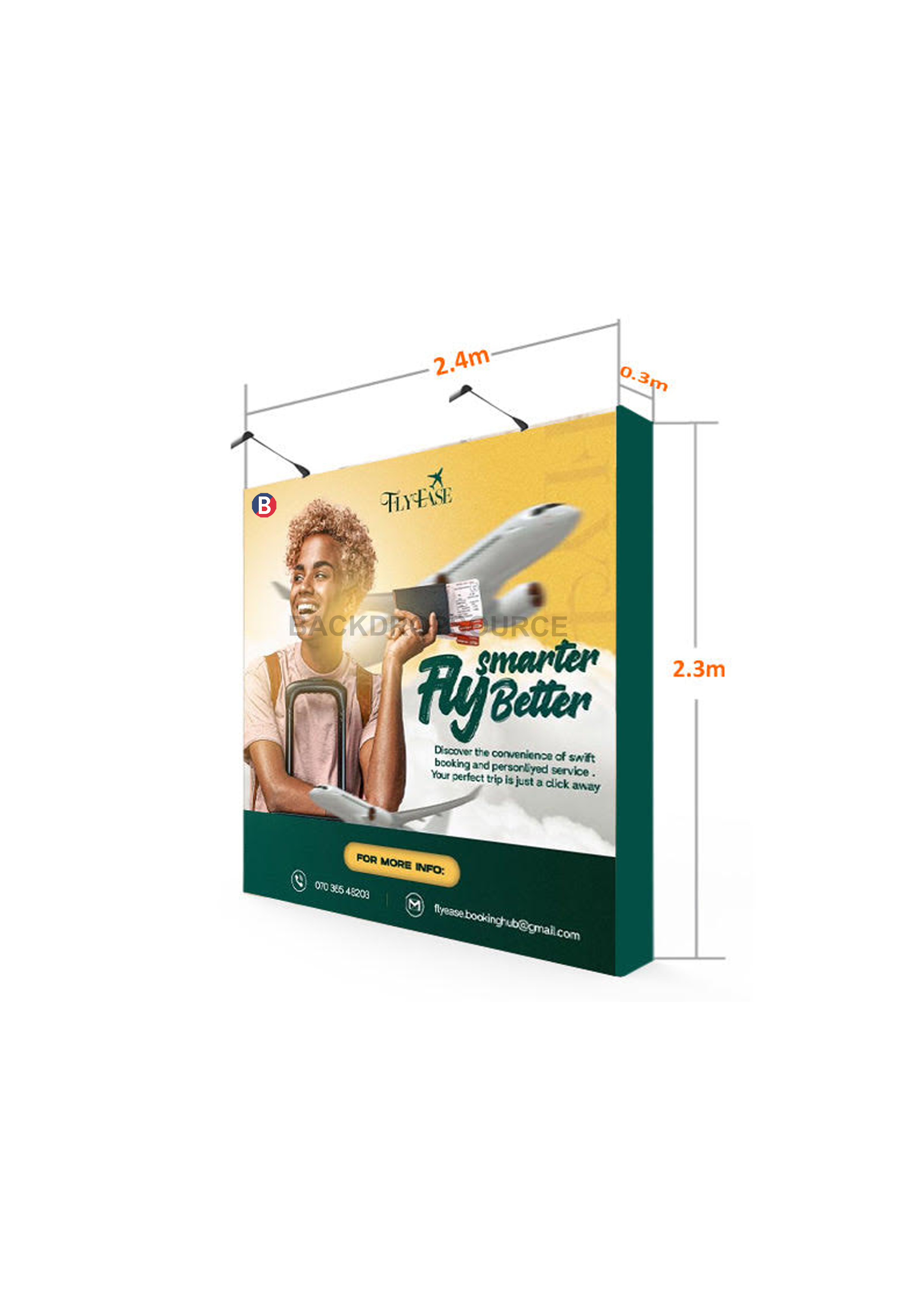 Popup rechte achterwandset met klemlampen