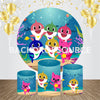 Baby Shark Event Party Ronde Achtergrondset