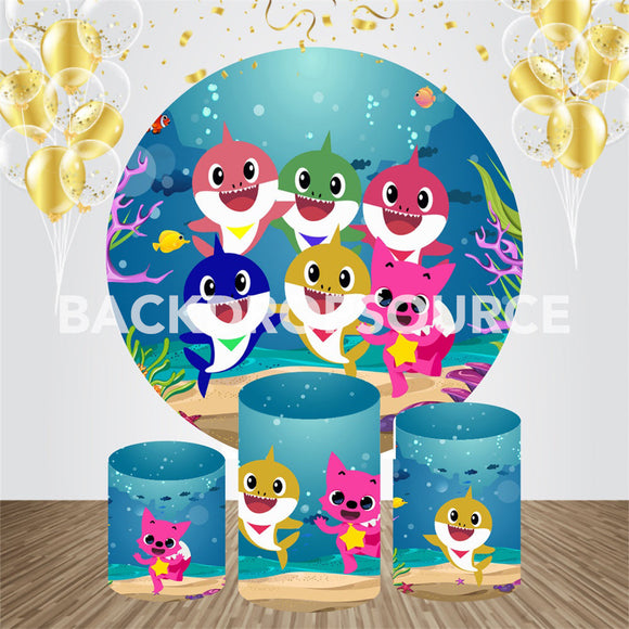 Baby Shark Event Party Ronde Achtergrondset