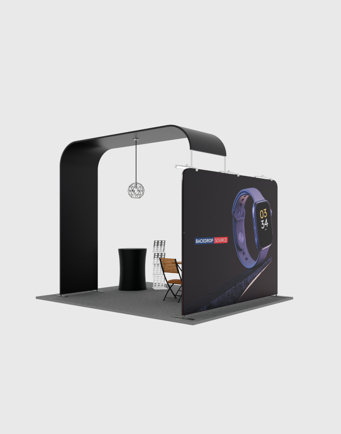 Modulaire L-boog TV-display tentoonstellingsset voor 3m brede stands