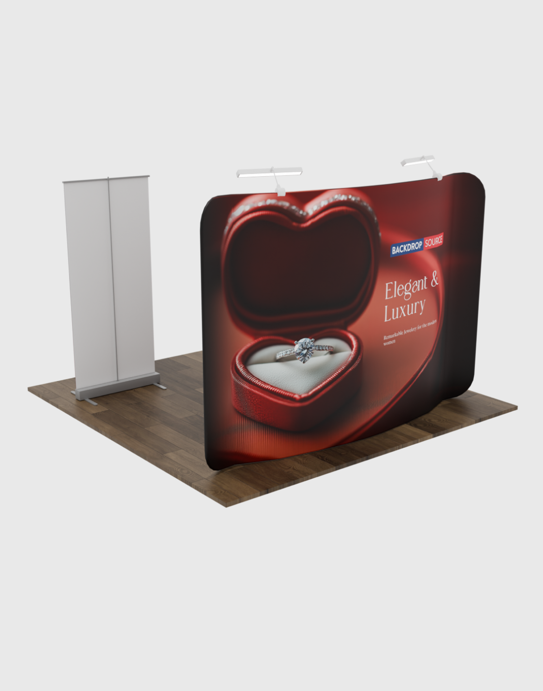 3m x 3m standset met achterwand en oprolbare bannerstandaard