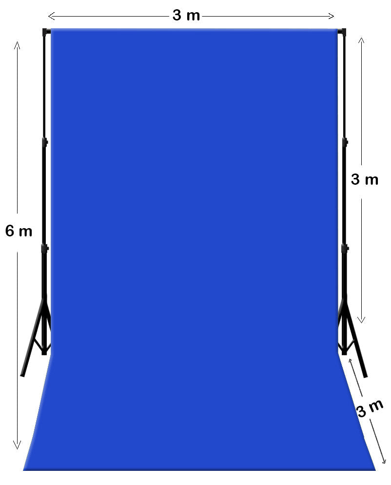 3 m B x 6 m H Blauwe fotografie mousseline achtergrond met achtergrondstandaard