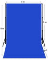 3 m B x 6 m H Blauwe fotografie mousseline achtergrond met achtergrondstandaard