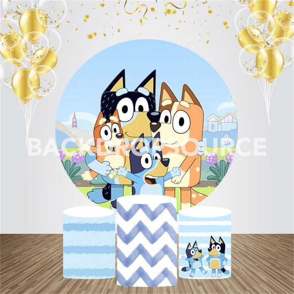 Bluey Disney Junior thema-evenementenfeest ronde achtergrondset