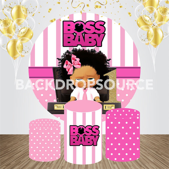 Boss Baby Girl Event Party Ronde Achtergrondset