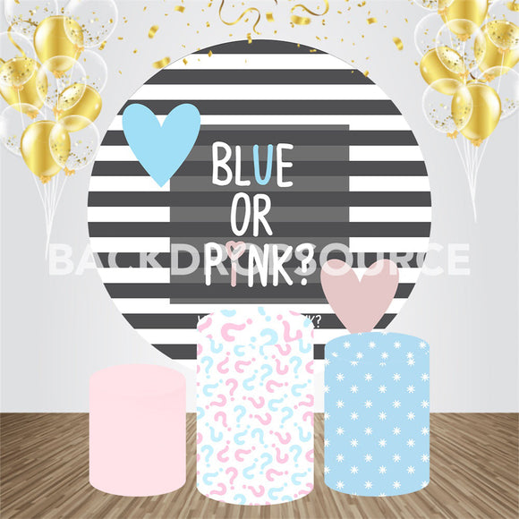 Ronde achtergrondset voor gender reveal-evenementen met blauw en roze thema