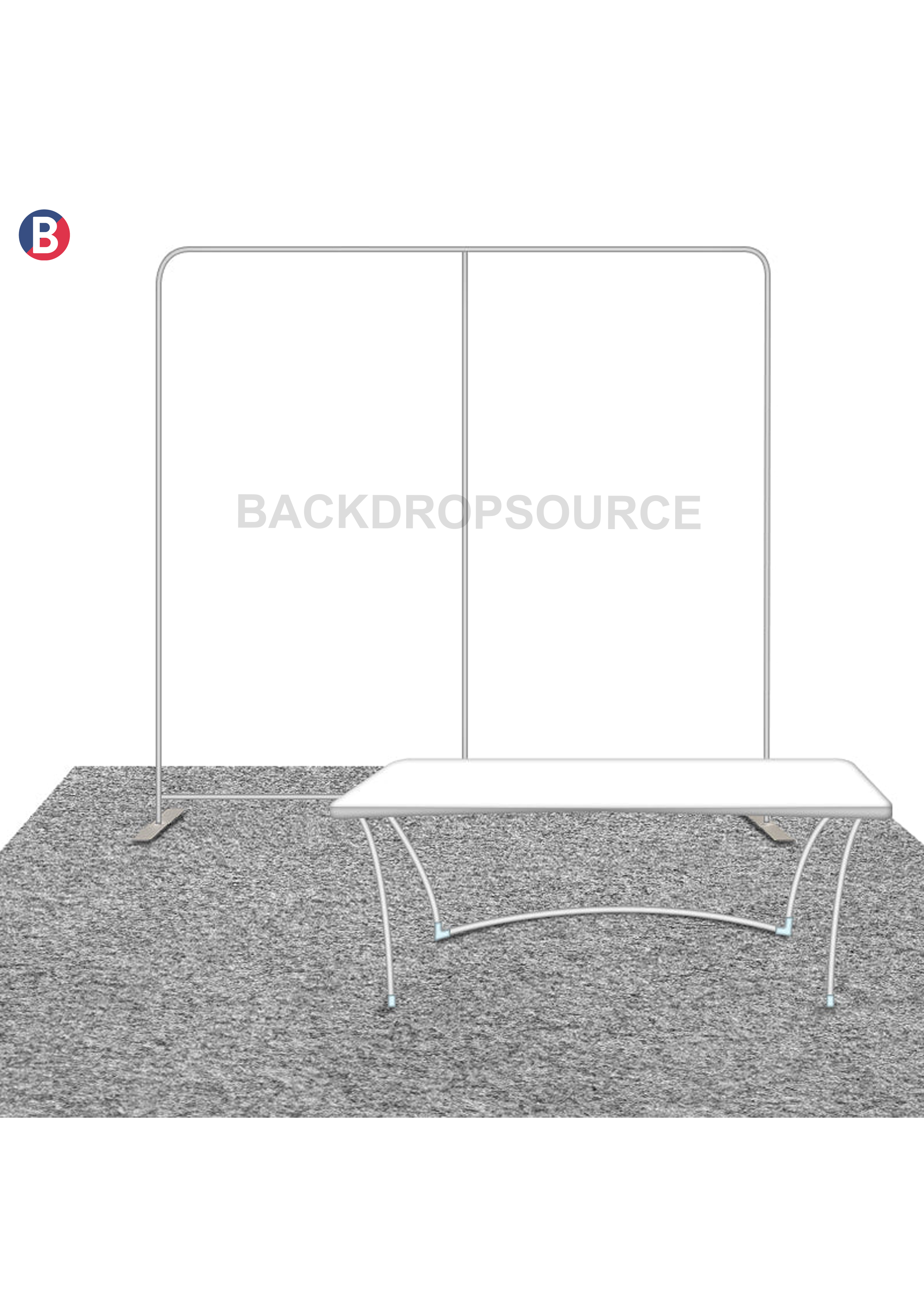 Compacte 3mx3m standbouwset met achterwand en tafelafdekking