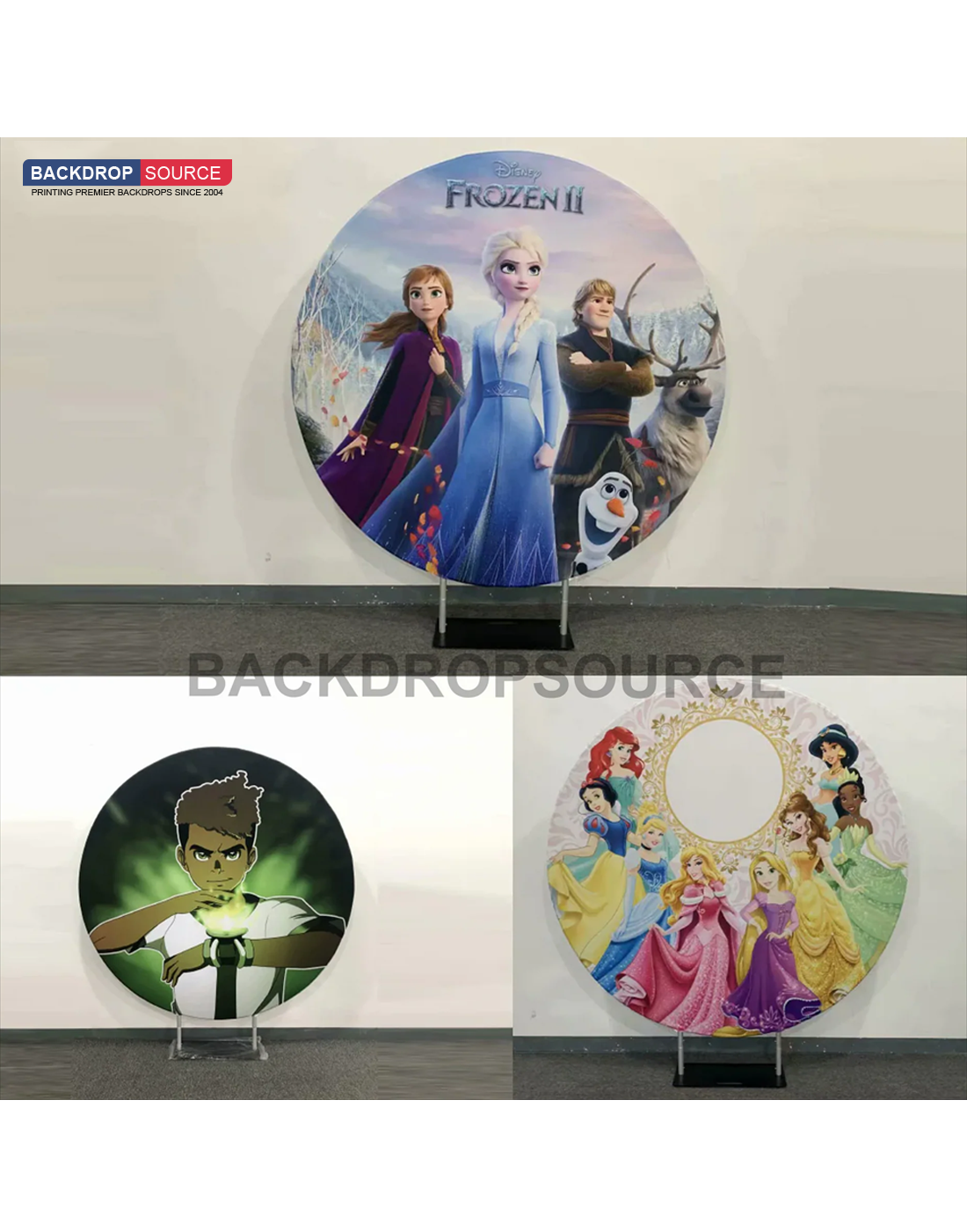 Gepersonaliseerde ontwerpprint op ronde framestandaard voor feesten/evenementen/bruiloften