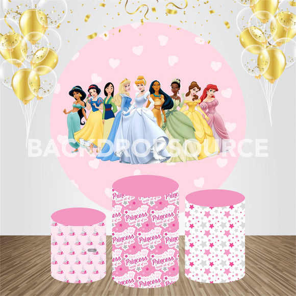 Ronde achtergrondset voor een evenement met een stripboekprinsesthema