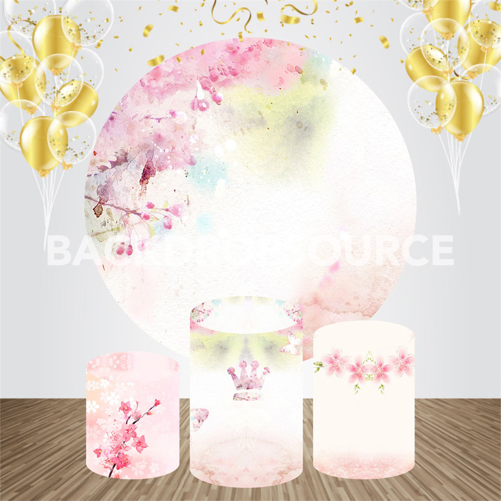 Roze waterverfkunst evenement feest ronde achtergrondset
