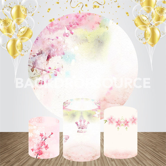 Roze waterverfkunst evenement feest ronde achtergrondset