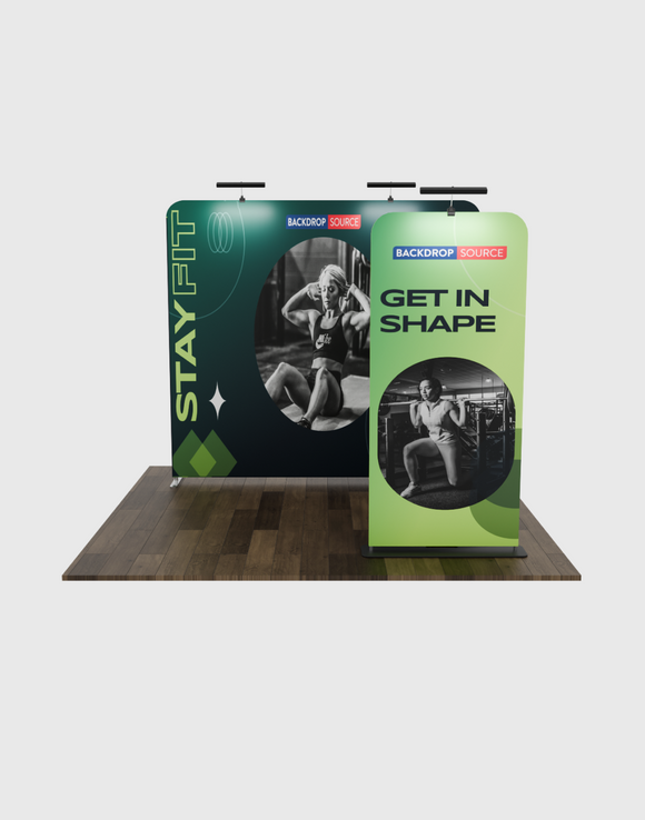 EZ Exhibit Essentials: 3mx3m standbouwpakket met achterwand en bannerstandaard