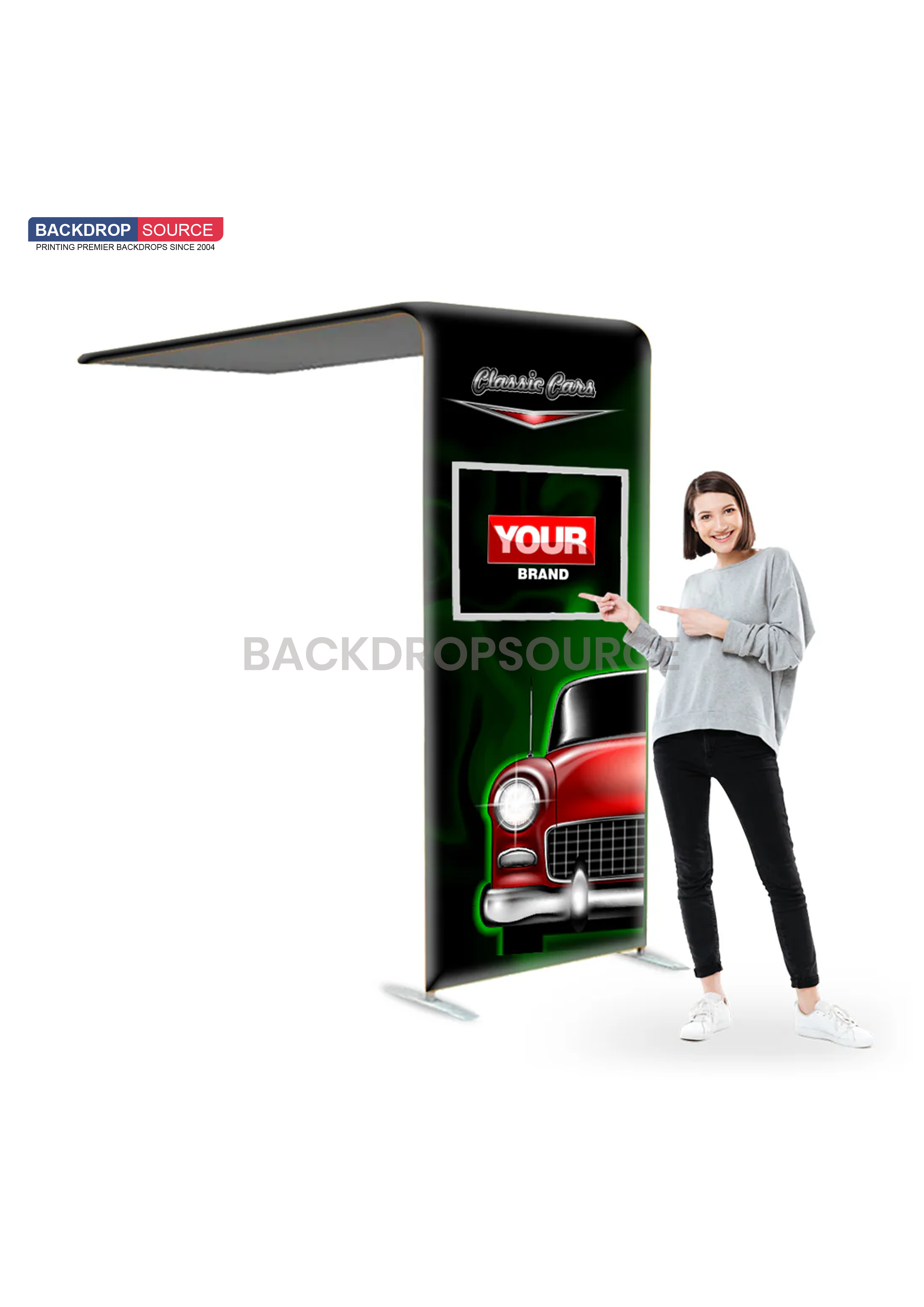L-vormige boogbuis stoffen display