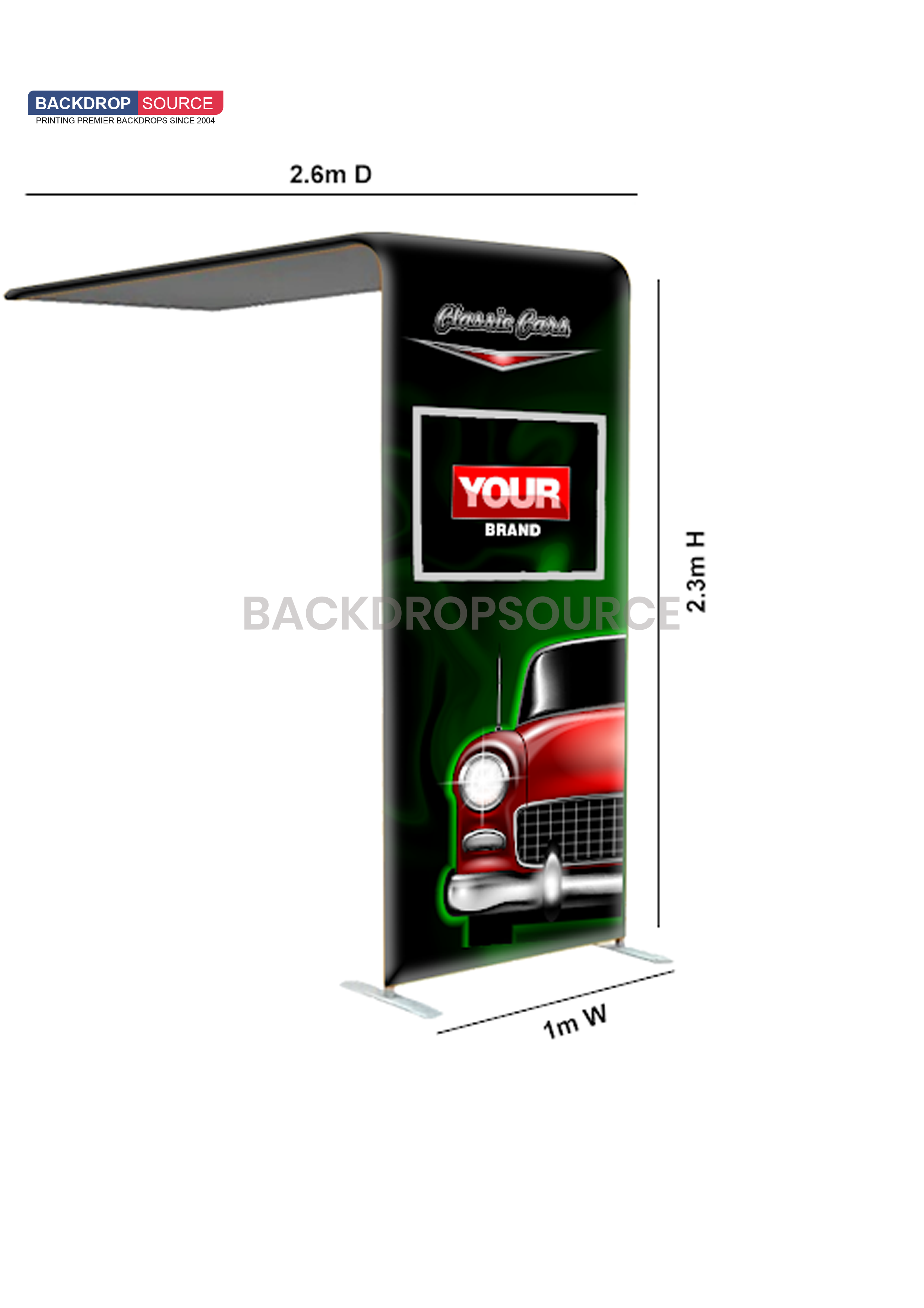 L-vormige boogbuis stoffen display