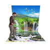 Waterval Realistisch 3D-ontwerp Achtergrond L-vormige achterwand