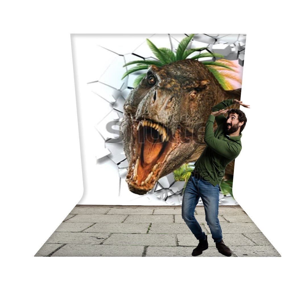 Dinosaurus Realistisch 3D-ontwerp Achtergrond L-vormige Achterwand