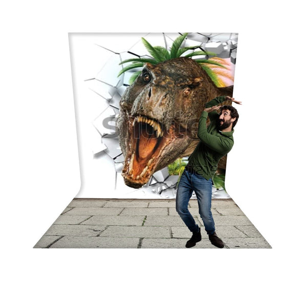 Dinosaurus Realistisch 3D-ontwerp Achtergrond L-vormige Achterwand