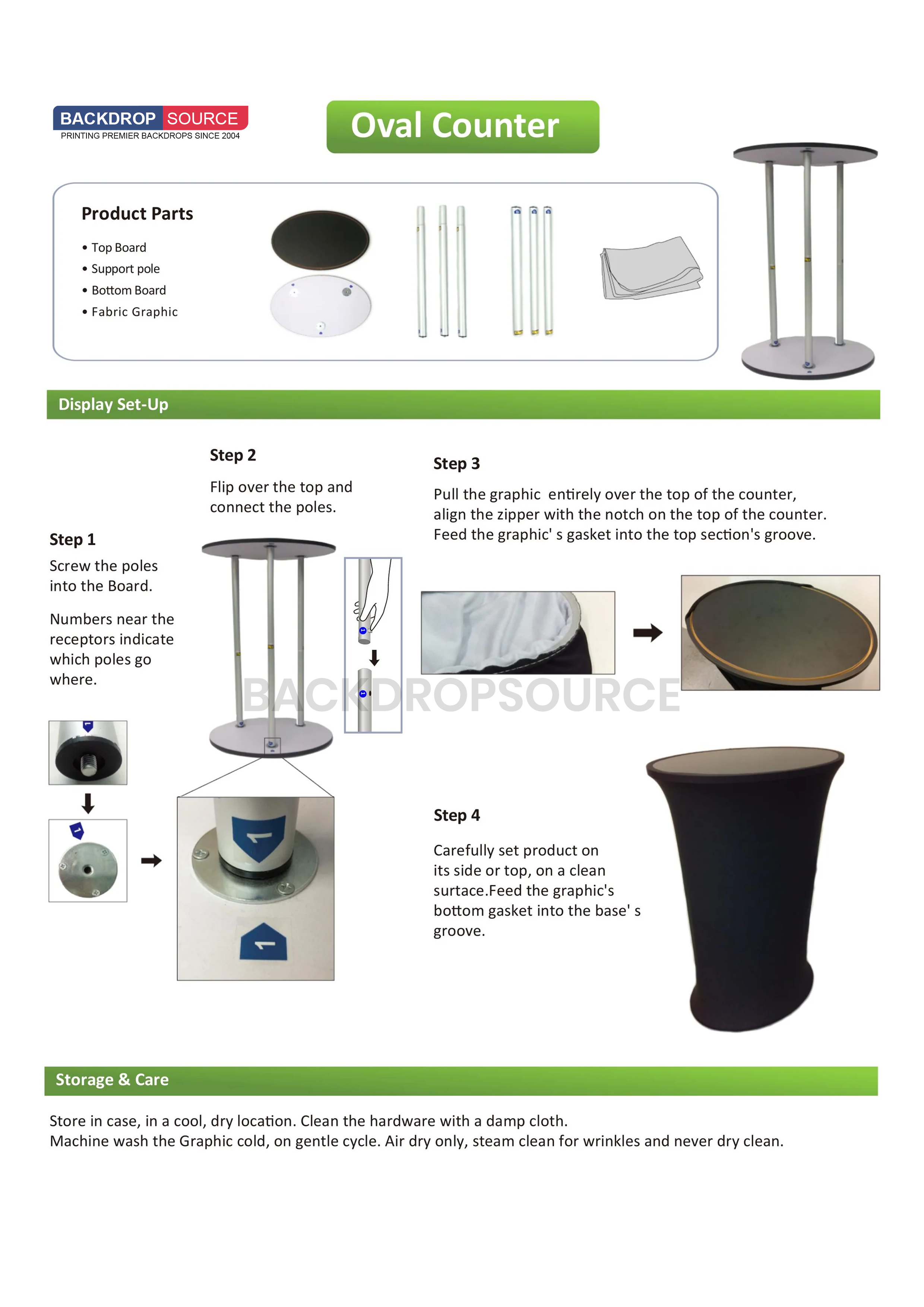 Ovale stoffen displaybalie (voor podium- en standtentoonstellingen)