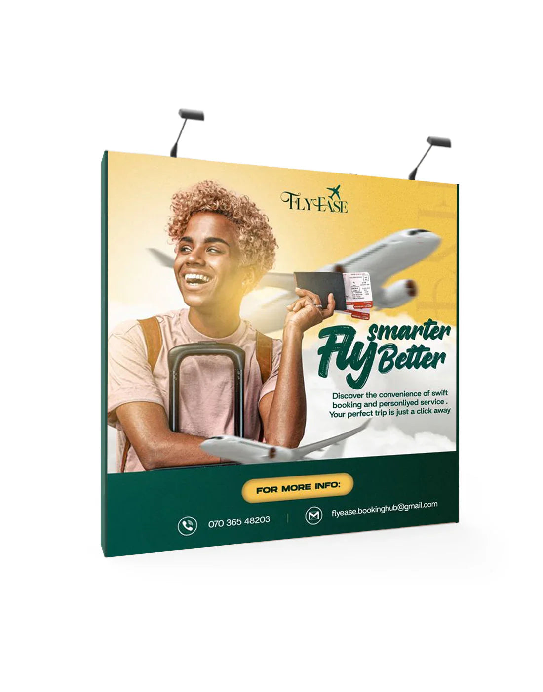 Popup rechte achterwandset met klemlampen