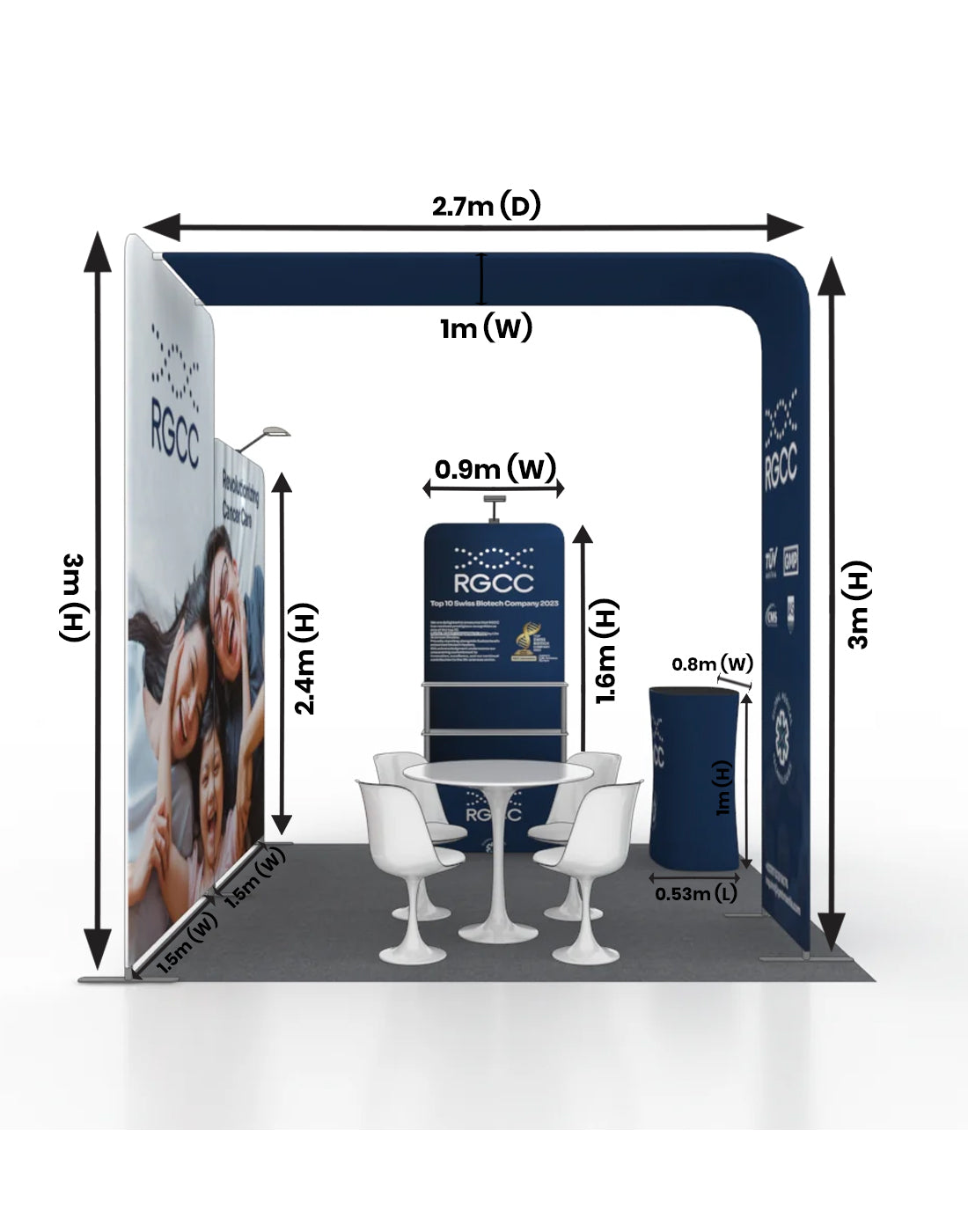 Draagbare tentoonstellingsdisplay 3m x 3m - Model 15
