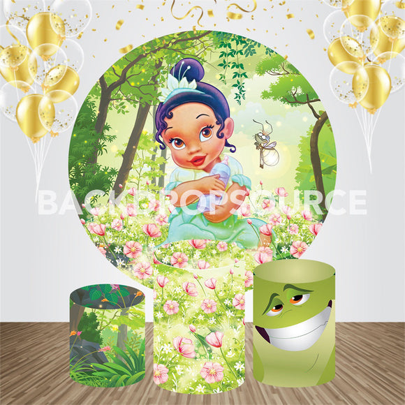Ronde achtergrondset voor een babyprinses-themafeest
