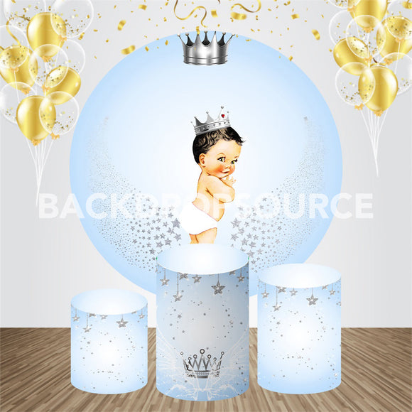 Baby Boy Prince Evenement Feest Ronde Achtergrond Kit