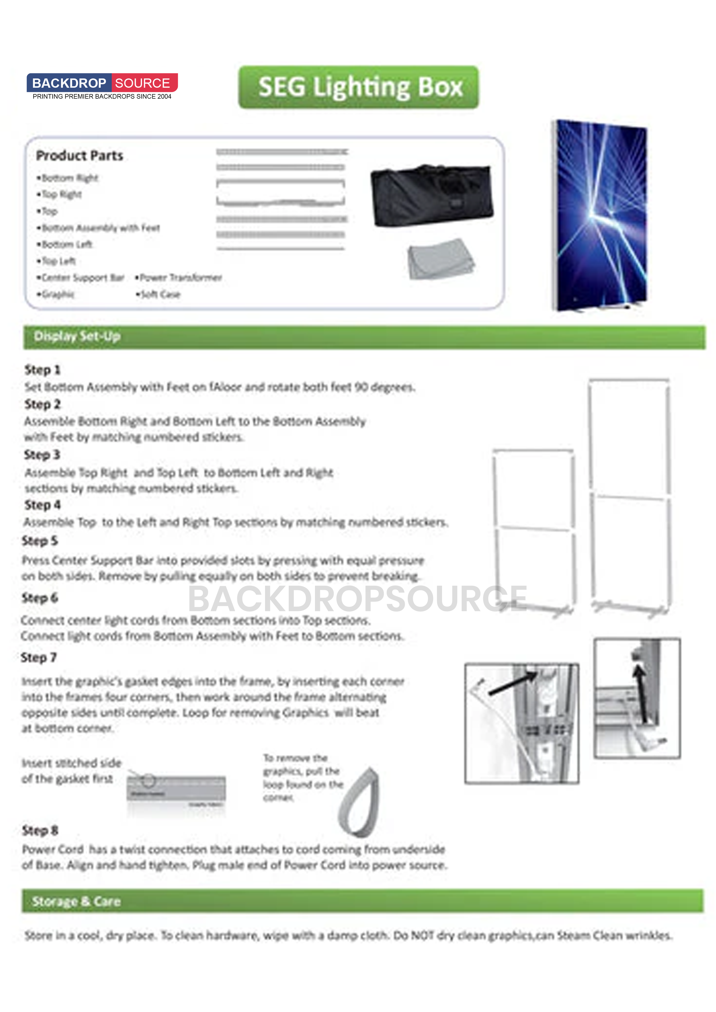 SEG Frameloze stoffen LED-lichtbakdisplay - 2,4 m B x 2,5 m H