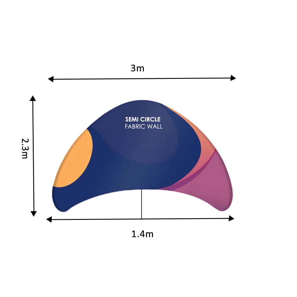 Halve cirkel vergaderruimte met stoffen display