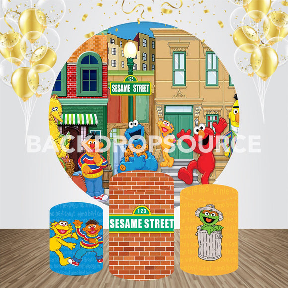 Sesamstraat Evenement Feest Ronde Achtergrond Kit