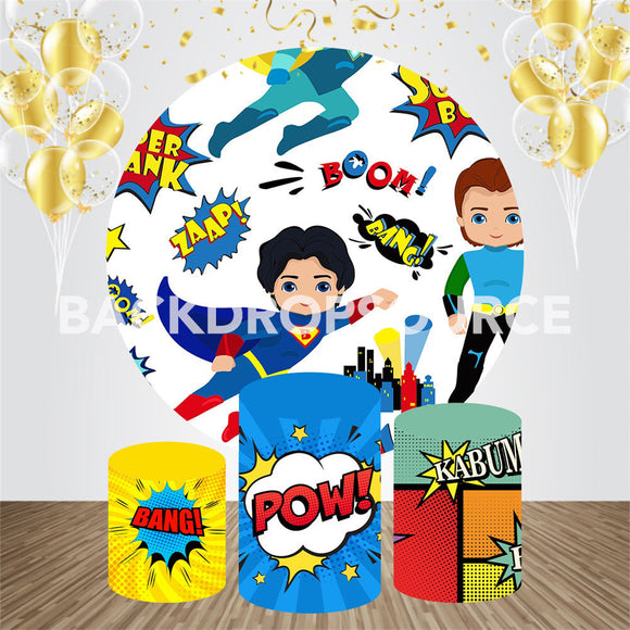 Baby Super Hero Evenement Feest Ronde Achtergrond Kit