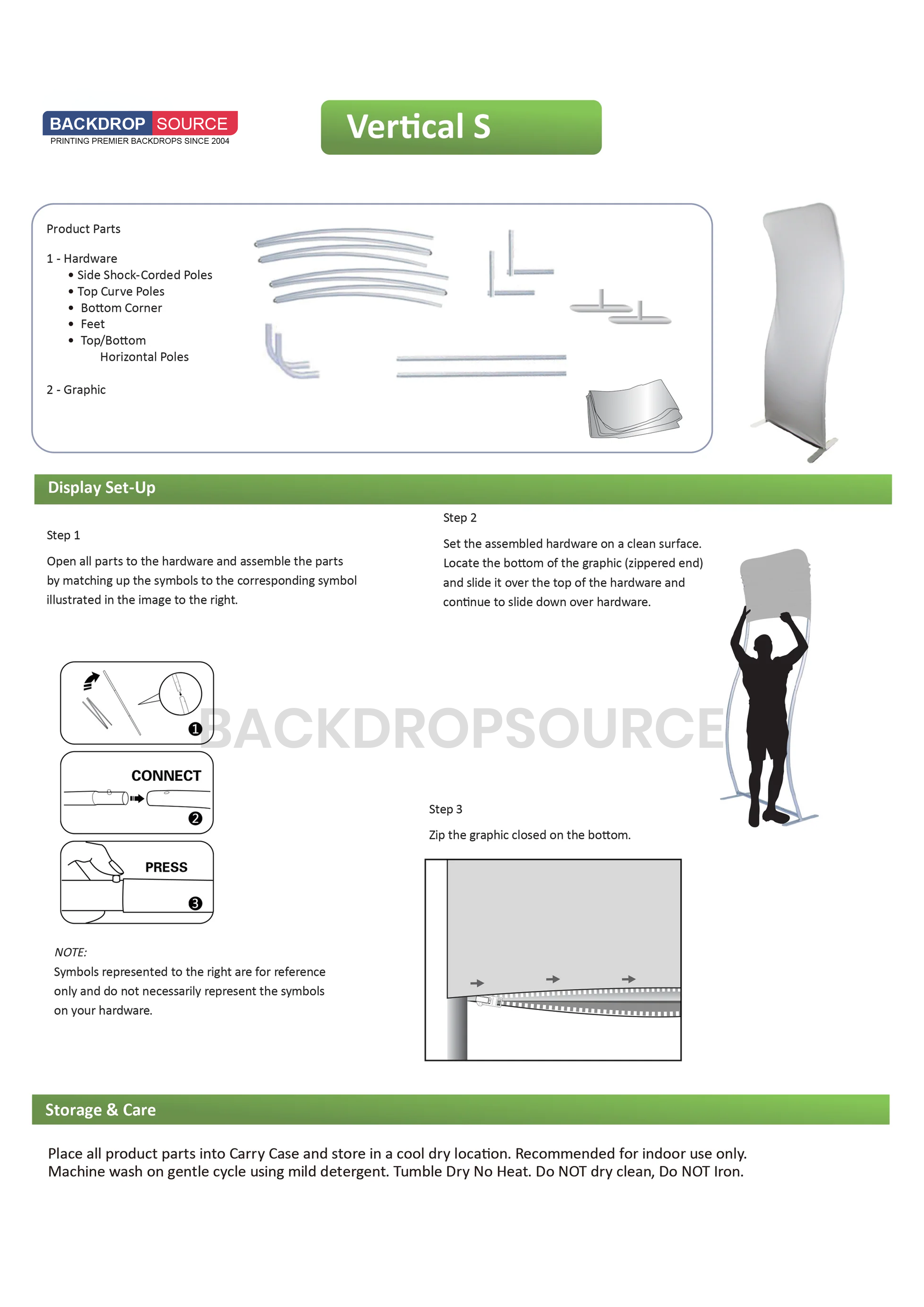 Verticale S-vormige spanstof displaystandaards