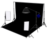 3-kops 750W continue studiosoftbox-apparatuurset met studioachtergrond en boomarm