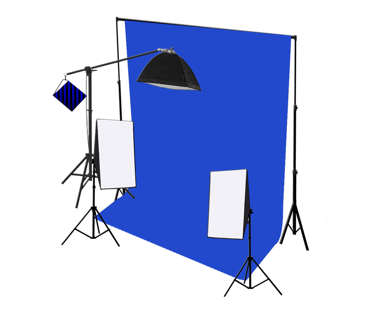 3-kops 750W continue softbox studioverlichting met studioachtergrond en boomarm-apparatuurkit